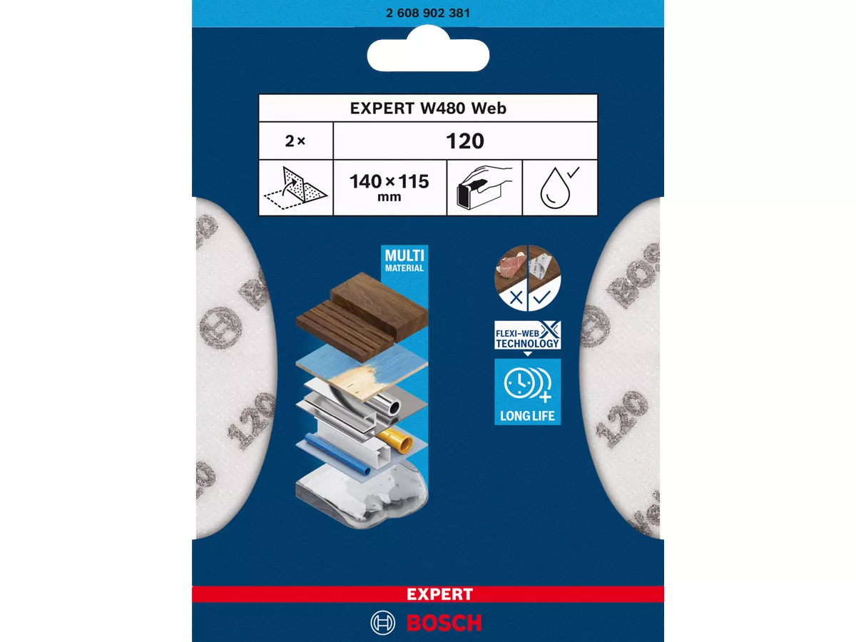 abrasif EXPERT W480 Web Bosch 115x140mm